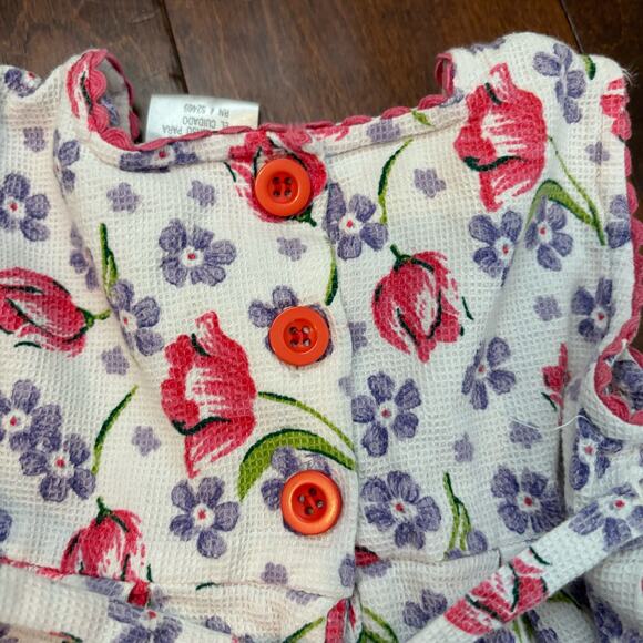 Vintage Small Steps Girls 2T Dress Floral Short Sleeve Summer Square Neck - Picture 2 of 6